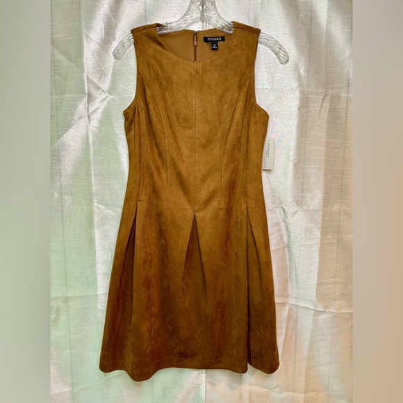 ROZ & ALI Women's Sleeveless Fit And Flare Faux Suede Dress - Picture 2 of 9